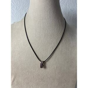 Sterling Silver Pink Cubic Zirconia Ribbon Pendant Necklace